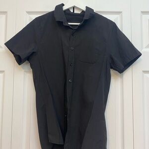 Men's Sleek Black Casual Button Down Shirt